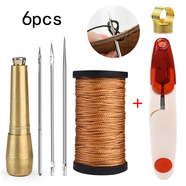 kit De Costura Em Couro De 6pcs Agulha Coruja Ferramenta De Reparo De Sapatos De Tenda Nylon