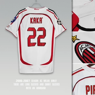 2006-2007 Temporada Jogo AC Milan Camisa de Futebol Retro Longe AC Milan No. 222 KAKA Camisa Esportiva de Futebol Masculina Camisa