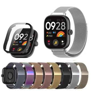 Alça magnética de Metal + vidro temperado + estojo para Xiaomi Redmi Watch 4 inteligente pulseira esportiva para Redmi Watch 4 / Redmi Watch 3 active / Watch 3 pulseiras acessórios