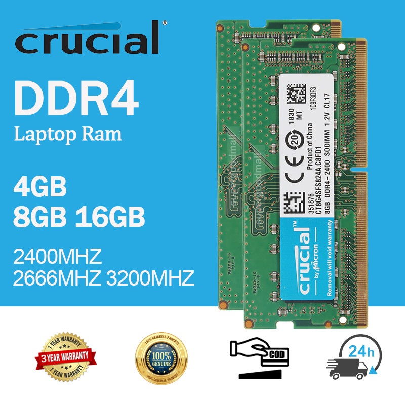 [24h Enviado] Crucial DDR4 4GB/8GB/16GB Portátil RAM 1.2V 2400MHZ ...