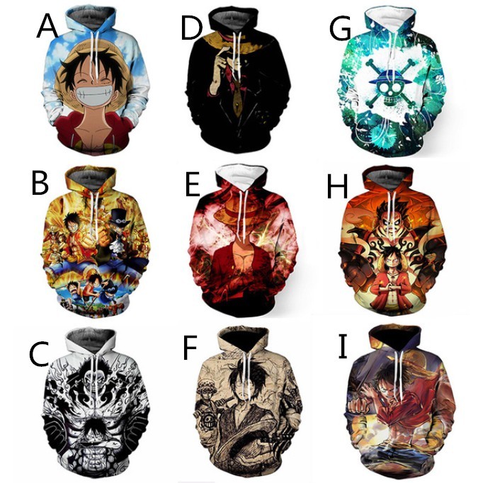 Primavera Outono 3D Impresso One Piece Comic Cartoon Casual Sweatshirts Moda Pullover Hoodies Streetwear Tops