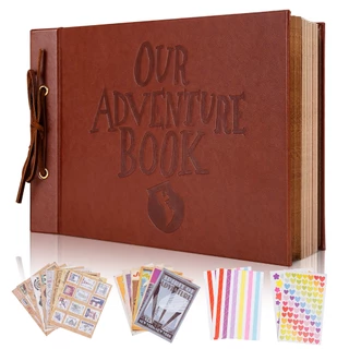 80 Páginas Álbum De Fotos Feito À Mão Nosso Livro De Aventuras Retro Em Couro Memória De Aniversário De Casamento Valentines Gift