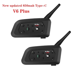 1Pcs Tipo C V6 Mais Intercomunicador De Motocicleta Interfone De Ouvido Bluetooth Para 6 Pilotos 1200m Mãos-Livres IP67 850mah em Oferta na Shopee