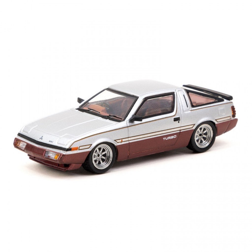 Tarmac Works T64R-055-GRE 1/64 MITSUBISHI STARION SILVER DIECAST Escala Vermelha Escura Modelo Carro