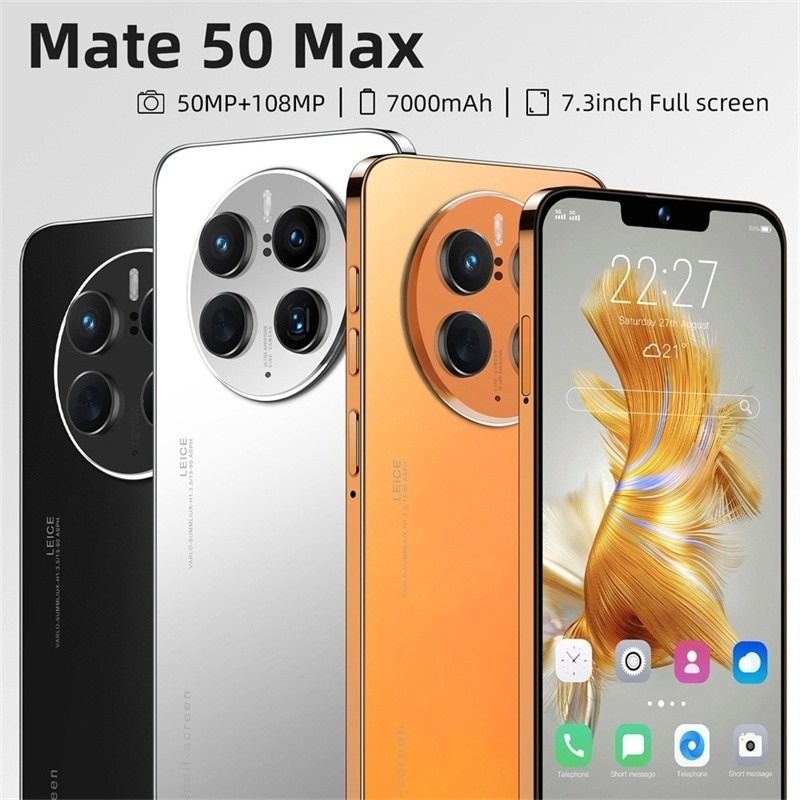 2024 Novo HAWEI Mate50 Max 7.3 Polegadas Telefone 16GB + 1TB Android Original Smartphone Legit Telefones Celulares COD Vendas A Quente Novos Grandes São Fáceis De Usar , Baratos