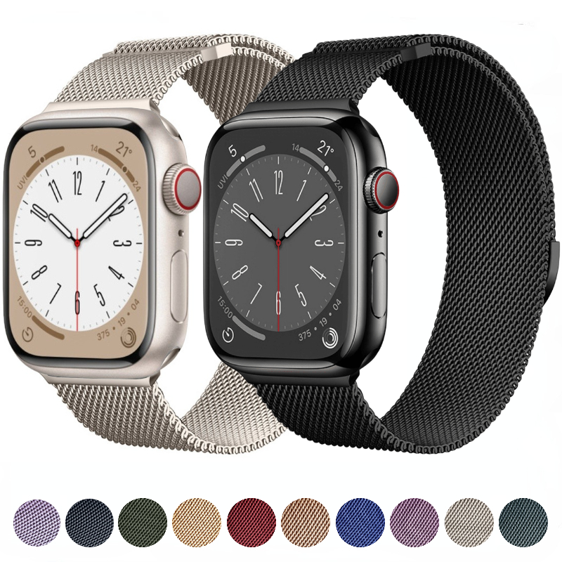 Pulseira Milanesa Para Relógio Apple 45mm 44mm 49mm 41mm 38mm 45 44 mm Série iWatch 9 8 7 3 Faixas Ultra 2 se 40mm