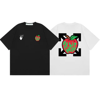 Street Wear Casual Top Apple Print T-Shirt Clássica de manga curta Homens Mulheres Celebridade do mesmo estilo
