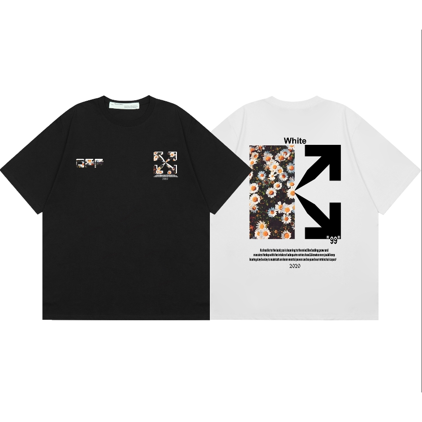 Street Wear Casual Top Chrysanthemum Flower Impressão Clássica Camiseta de manga curta Homens Mulheres Mesmo Estilo Estrela Mesma