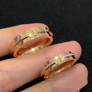Tiff T Two Series 925 Silver Rose Gold Anel Clássico Anel de Prata Anel de Casal Dia dos Namorados