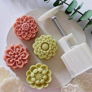 4Pcs/Set 75g Molde De Lótus Mooncake Dez Pétalas Tradição Chinesa Home DIY Festival Ferramentas Para Decoração De Pastelaria Cozinha