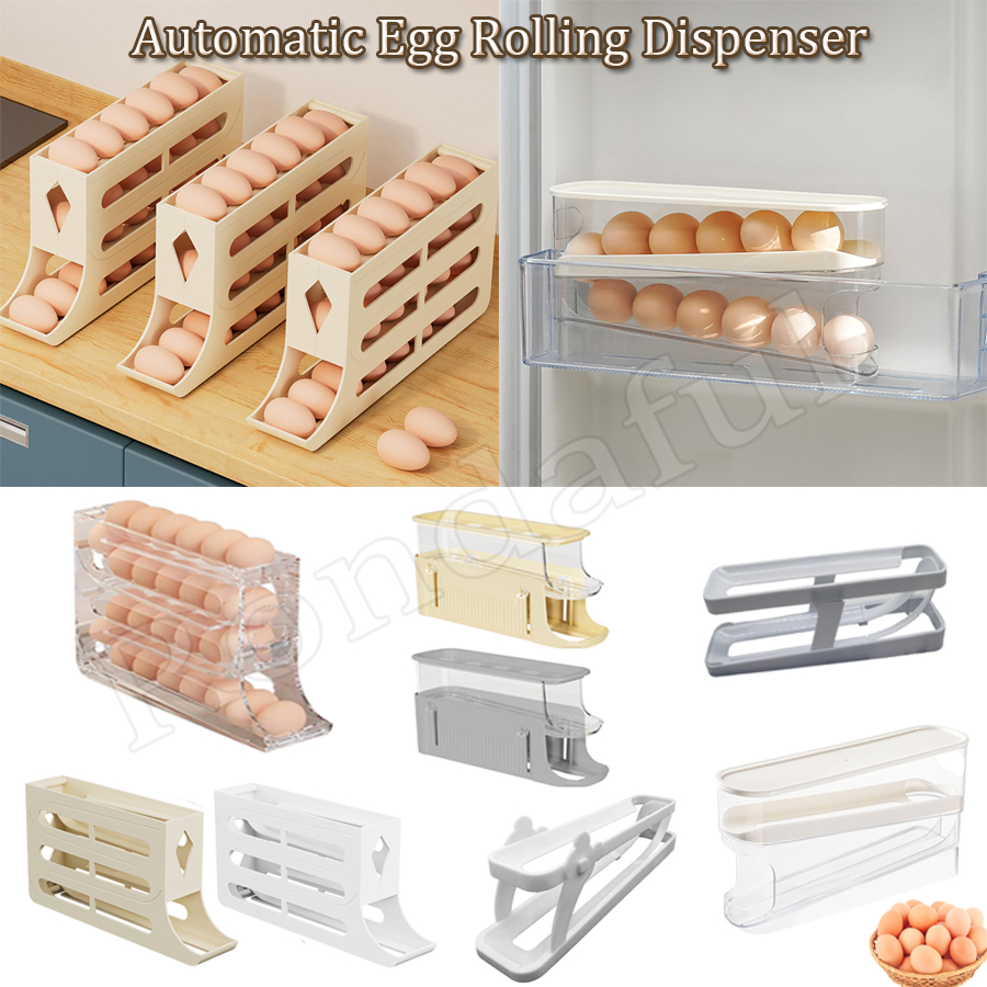 Recipiente Para Armazenagem De Ovos Egg TRAY Rolo Automático Geladeira Porta-Rodízio Robusto