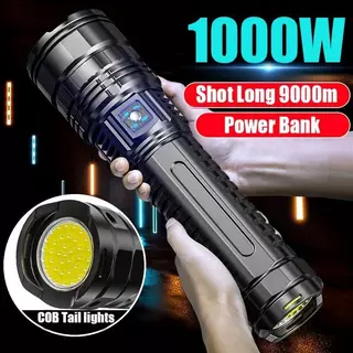 Lanterna De LED USB Recarregável Luz Flash Zoom Disparo Longo COB Cauda De Alto Brilho