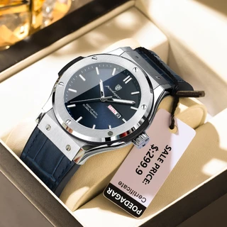 POEDAGAR Relógio Masculino De Negócios Com Pulseira De Silicone Relógios Masculinos De Quartzo Relógio Casual Data Semana Relógio De Pulso Luminoso À Prova D