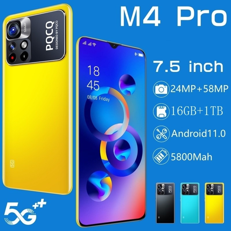 2024 Novo Telefone Celular M4 Pro Android De 7,5 Polegadas 16GB + 1TB Smartphone