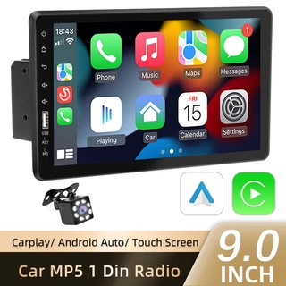 Rádio Multimídia 1 Din Carplay Android Auto Automóvel Player 9 Polegadas Tela Sensível Ao Toque FM Bluetooth Universal
