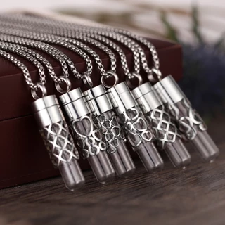 Novo Pingente Aroma Tubo De Vidro Difusor De Aço Inoxidável 316L Colar Óleo Essencial Perfume Jóias
