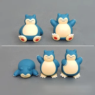 5Pcs/Set 3,5cm Pokemon Anime Figura Snorlax Pocket Monster Kabigon Q Versão Bolo Decoração Figuras De Ação Em PVC Modelo Doll Toys Gifts