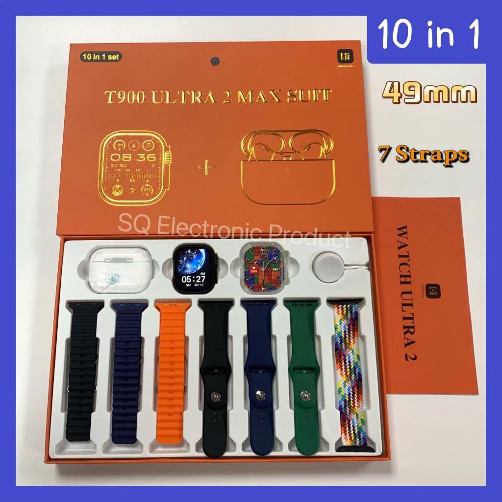 10 Em 1 Conjunto Ultra 2 Tela De 49mm SmartWatch 9 Com Fones De Ouvido T900 Ultra2 Max Suit Smart