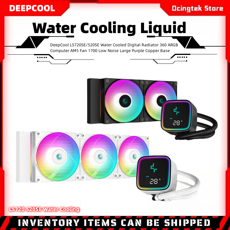 DeepCool LS720SE/520SE Radiador Digital Refrigerado A Água 360 ARGB Computador AM5 Ventilador 1700 Baixo Ruído Base De Cobre Púrpura Grande