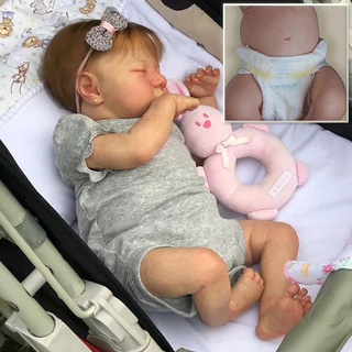 Reborn 47CM Boneca Renascida Em Silicone Levi Com Cabelo Enrolado À Mão