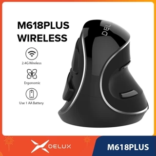 Delux M618Plus Wireless Rato Sem Fio Vertical Ergonômico 1600DPI 6 Botão De Função Ratos Ópticos Com Descanso Para Palma Removível PC