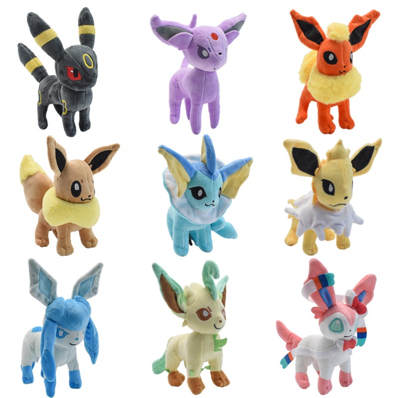 9styles Pokemon Plush Eevee Sylveon Flareon Espeon Jolteon Umbreon Vaporeon Leafeon Glaceon Boneca Recheada Macia