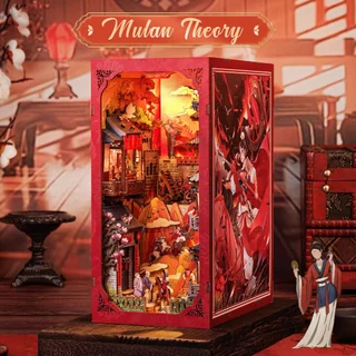 Cutebee DIY Book Nook kit Com Capa De Poeira , Dollhouse Miniatura Casa 3D Puzzle Brinquedos Feitos A Mão-Mulan