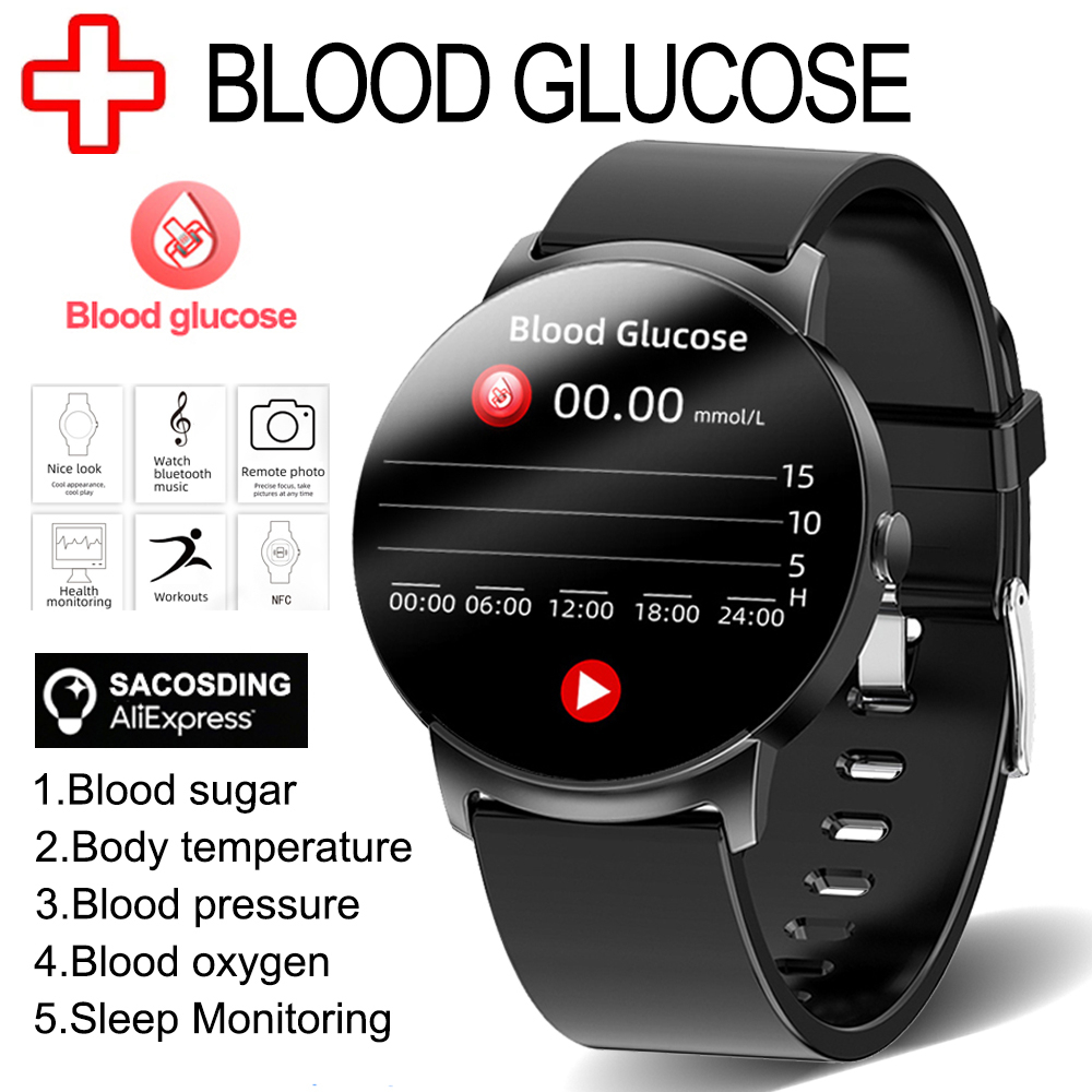 XIAOMI Novo Relógio De Glicose No Sangue Não Invasivo NFC smartwatch Para Homens E Mulheres Termômetro monitor De Freqüência Cardíaca IP À