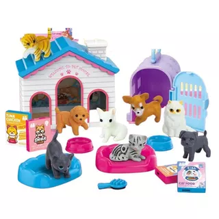 Kawaii Itens Kids Toys Miniatura Dollhouse Acessórios Para Cães Gatos De Estimação Loja Barbie House DIY Game Presente De Natal