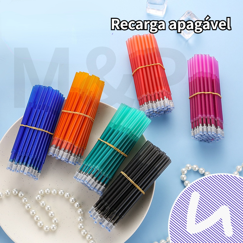 Recarga apagável de cabeça st, recarga apagável de cristal azul de 0.5mm, fácil de esfregar, refil apagável quente, recarga mágica de estudante apagável