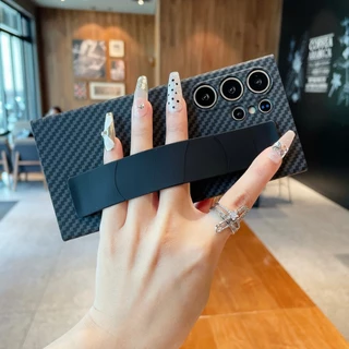 Estojo Para Telefone De Pulso De Fibra De Carbono Samsung S24 S23 Ultra Plus