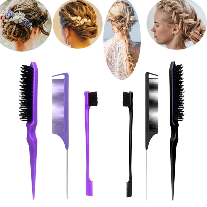 Conjunto De Escova Para Cabelo 3PCS , Pente Incluindo De Borda Dupla Face E De Rabo De Rato Barbeiro Feminino