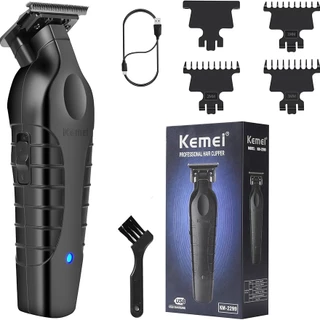 Aparador De Cabelo Sem Fio Kemei 2299 Barber Cordless 0mm Zero Gapped Clipper Detalhe Da Máquina De Corte De Acabamento Elétrico Profissional