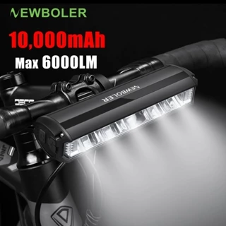 NEWBOLER 10000mAh Luz Frontal De Bicicleta 6000 Lumens De Carregamento USB IPX6 Lanterna De Ciclismo À Prova Dágua Alumínio Para