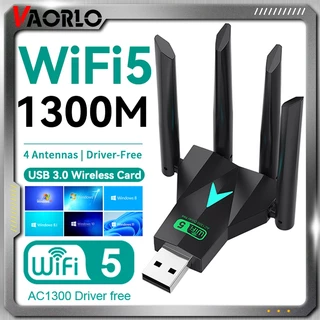 Novo 4 antenas 1300mbps wifi usb 3.0 adaptador 2.4g/5.8g 802.11ac banda dupla de alta velocidade receptor de placa de rede sem fio pc/laptop