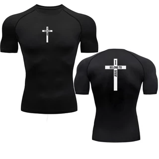 Novas Meias-calças masculinas de Verão Roupas de Verão de Secagem Rápida Roupas de Alta Elasticidade Treinamento de Manga Curta Suor-Absorvente para Homens de Exterior