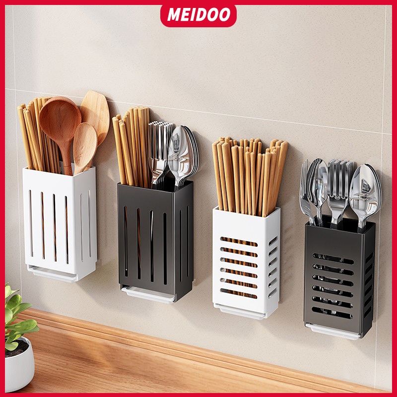 MEIDOO Suporte Para Pauzinhos De Cozinha De Parede De Alumínio Branco Preto