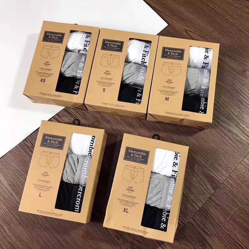 Abercrombie & fitch Roupas íntimas masculinas Confortáveis Algodão Puro Uma Caixa 3 Peças