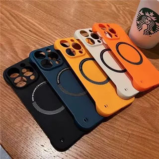 Capa Magnética Sem Moldura Para iPhone 17 Air 16 14 13 12 15 Pro Max Plus X XS XR Com Carregamento Fio