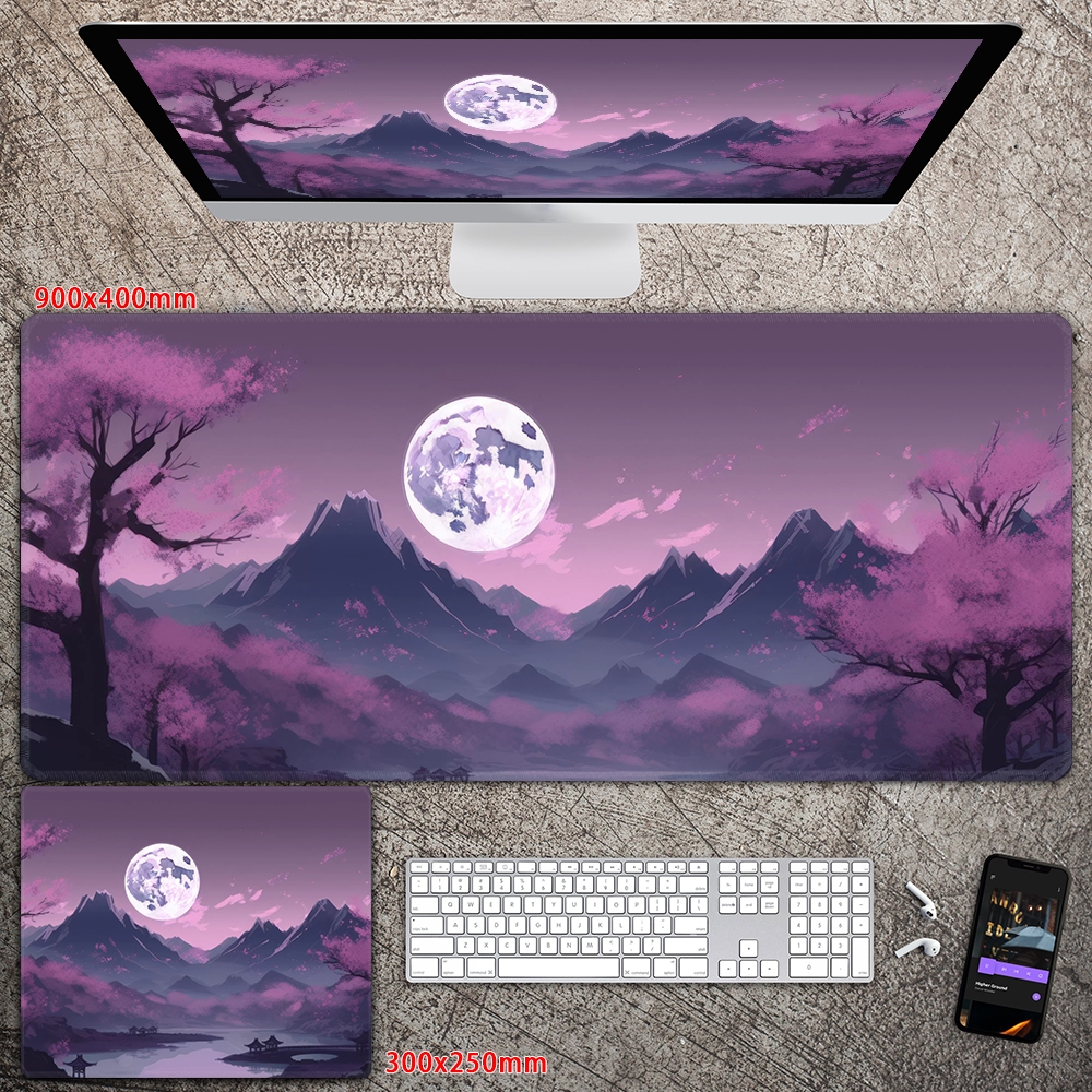 Lua Japonesa Roxo Mouse Pad Estendido Gaming Mousepad Impermeável ...