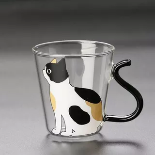 Copo de vidro para gato de 1 peça Resistente ao calor Resistente ao frio Alta Borosilicato de Vidro Criativo Caneca de Vidro Novidade 260ml /8.8oz