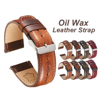 Pulseira De Cera A Óleo Couro 20mm 22mm Feita À Mão Genuíno Vintage Retro Para Negócios Masculinos Acessórios