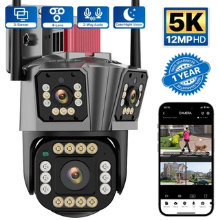 Câmera CCTV De 3 Lentes Telas De 12MP 5K HD IP De Segurança De Vigilância Sem Fio PTZ 2K 4MP Vídeo De Rastreamento Automático IPC360 Home