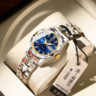 Binbang 2522 Novo Relógio Feminino À Prova D'água Noturno Fashionable Glow Calendário Duplo De Quartzo De Luxo Leve