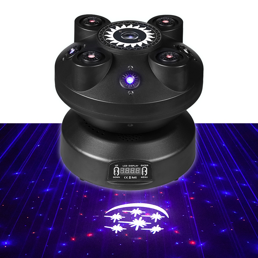 LED Cabeça Móvel Efeito De Luz Laser Estrela Vermelha Azul Dj Roto Beam ...