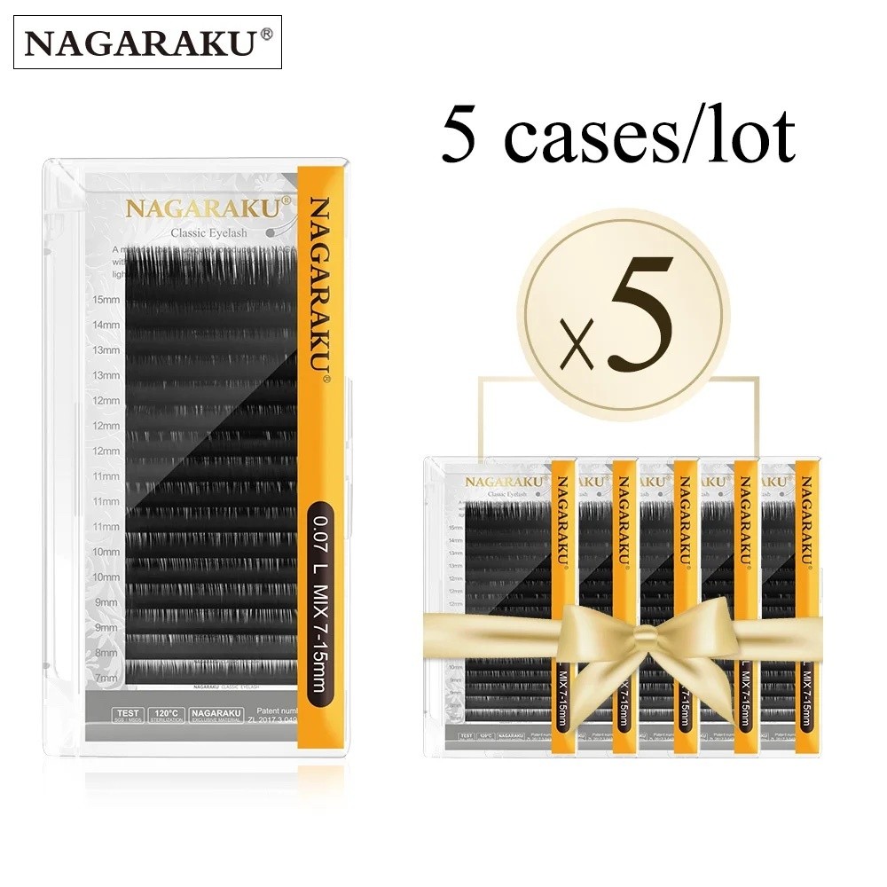 NAGARAKU Cílios Maquiagem 5 Estojos Lote Misturar Indivídual Natural Macio Alta Qualidade Faux Cílios