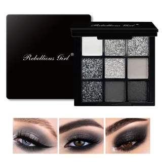 Rebellious Girl 9 Colors Black Swan Eyeshadow Paleta De Sombra De Cisne Preto Estilo Punk Fumado Cinza Claro Prata Escura Cor Da Fria Glitter Maquiagem Extrato Frio Tom Perolado Fosco