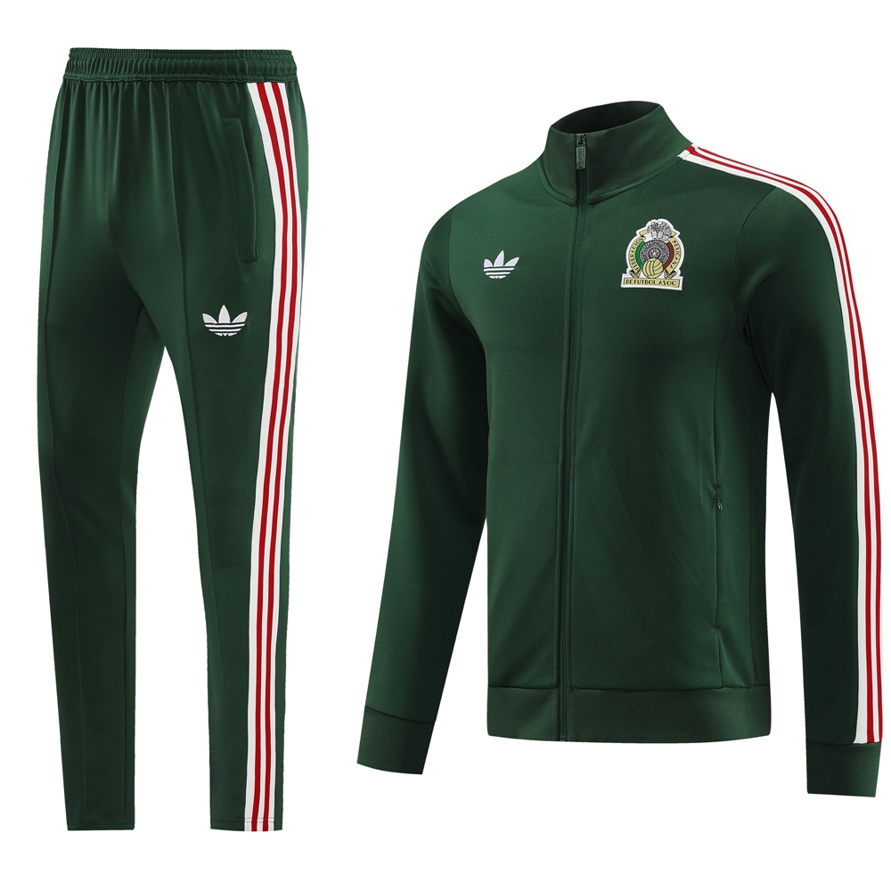 2425 Game Season Casaco Mexicano de Manga Longa com Zíper Longo Verde Escuro S-2XL