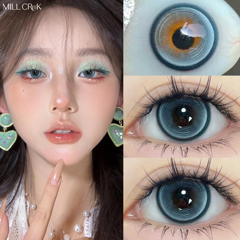 Lentes De Contato MILL CREEK Blue Com Grau (0-8,00) 14,2mm Naturais De Férias Uso De 6 Meses