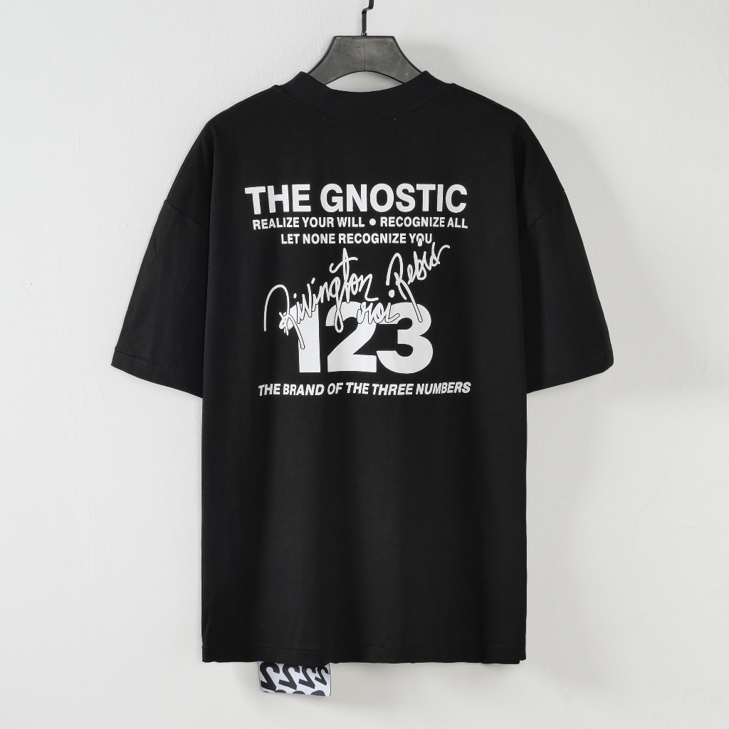 RRR123 Logotipo Da Assinatura Estampado De Manga Curta De Rua hip-hop Marca Moda Camiseta De Pescoço Redondo De Algodão Solto